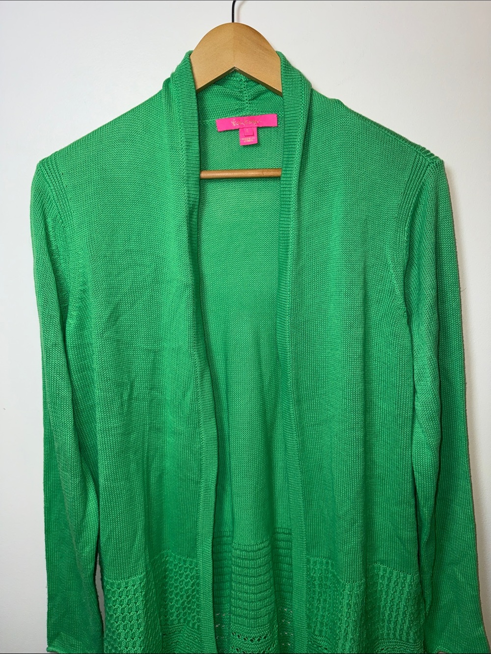 Lilly Pulitzer Noble Fringe Cabana Green Open Front Cardigan - Picture 4 of 11